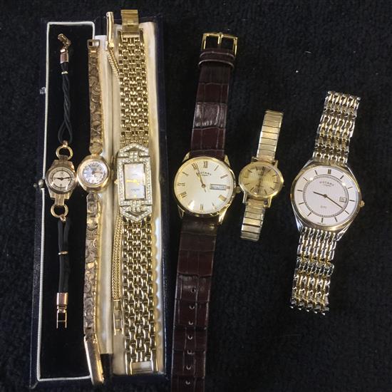 2 ladies gold watches & 5 others